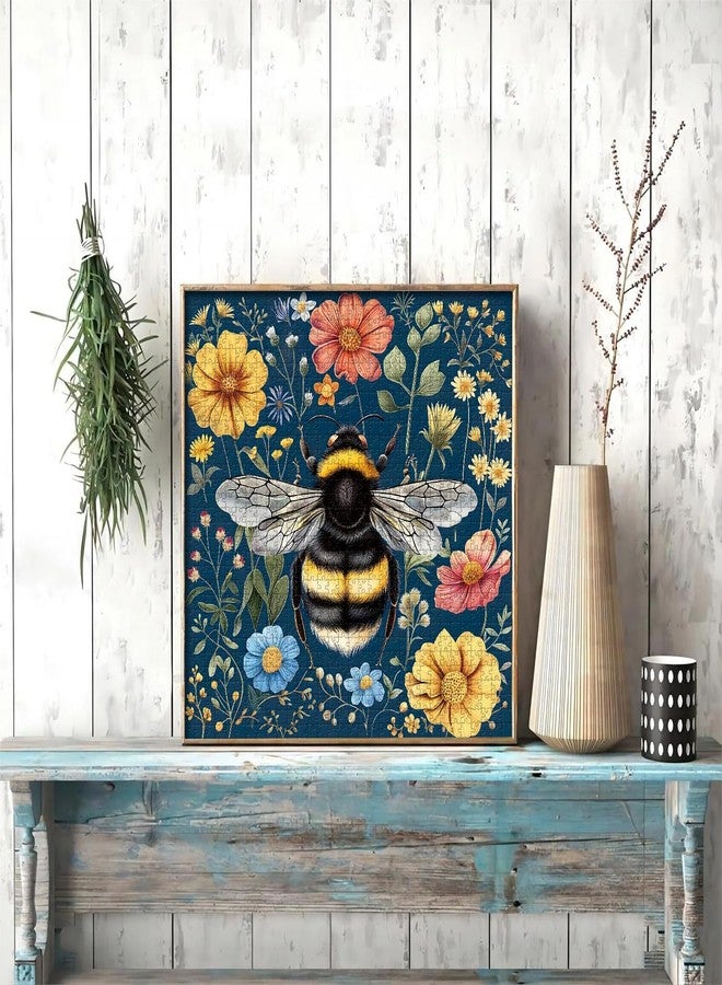 PPuzzling Vintage Bee Puzzles for Adults 1000 Pieces, Retro Flower Garden Jigsaw Puzzles, Nature Wildflower Animal Puzzle as Home Decor - Image 5